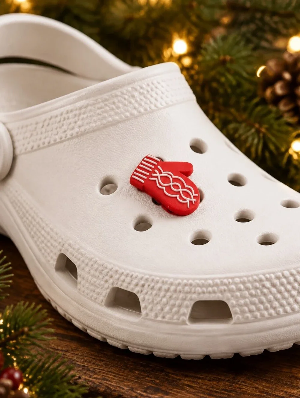 Christmas Mitten Croc Shoe Charm Red White Knit Winter Holiday Jibbitz Style